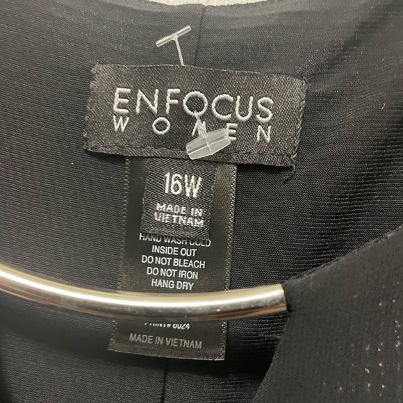 En Focus Studio Cocktail Dress Gold W/ Black Sheer Blouson Top Layer Sz 16 W - Picture 3 of 7